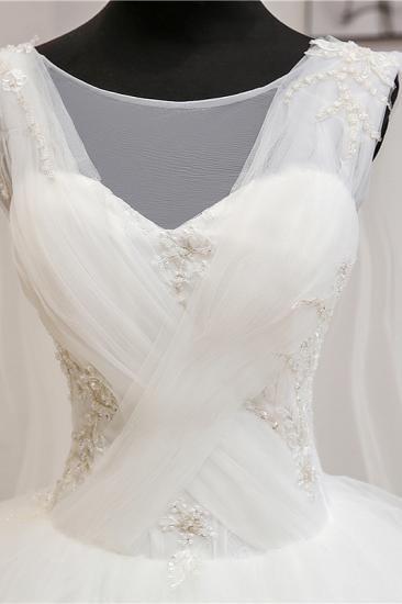 TsClothzone Gorgeous Jewel Sleeveless White Wedding Dress Tulle Appliques Bridal Gowns Online_7