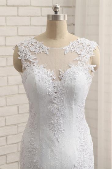 TsClothzone Glamorous Jewel Sleeveless Tulle Wedding Dresses White Mermaid Satin Bridal Gowns With Appliques On Sale_5