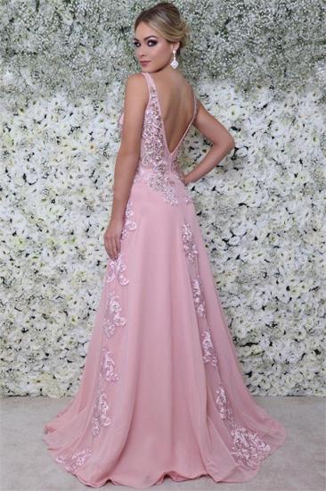 2022 Pink A-Line Sleeveless Evening Dresses | Appliques Open Back Elegant Prom Dress_3