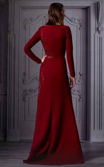 Charming Burgundy Long Sleeves Sparkly Sequins Mermaid Long Evening Prom Dress_2