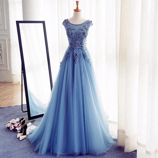 Elegant Illusion Sleeveless Lace Appliques A-line Lace-up Prom Dress_4