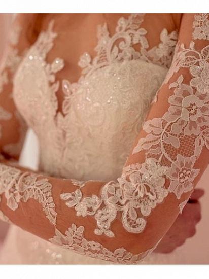 Formal A-Line Wedding Dress Jewel Long Sleeve Boho Plus Size Bridal Gowns_2