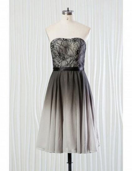 Lace Short Black And Grey Bridesmaid Dress_1