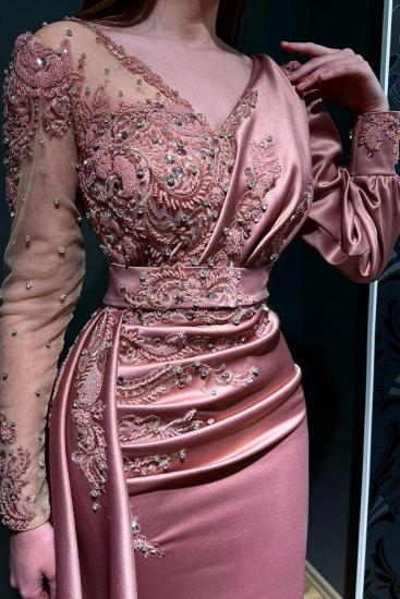 Designer evening dress long pink | prom dresses with sleeves_2
