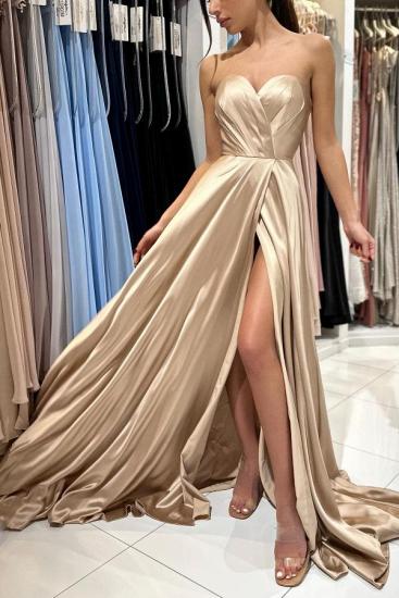 Champagne Evening Dresses Long | Simple prom dresses cheap_5