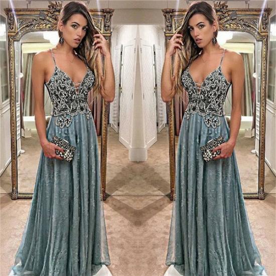 New Arrival A-Line Spaghetti Straps Prom Dresses 2022 Appliques Evening Gowns_3