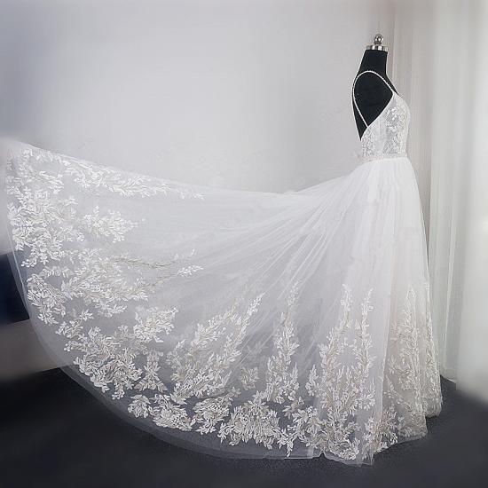 Spaghetti Straps Lace Appliques Tulle Wedding Dress_4