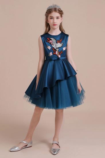 Cute Tulle A-line Flower Girl Dress | Embroidered Satin Little Girls Pegeant Dress Online_4