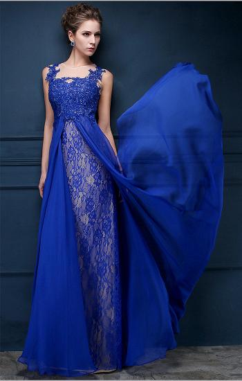Royal Blue Lace Chiffon Beliebte 2022 Ballkleider Applikationen Elegante 2022 lange Abendkleider_5