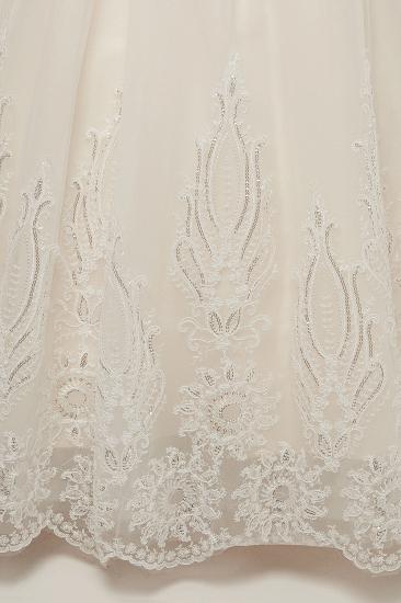 YOLANDE | A-line High Neck Short Sleeves Long Lace Appliques Wedding Dresses with Lace-up_11