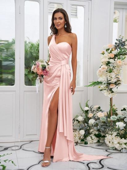 Einfaches langes rosa Sling-Seitenschlitz-Abendkleid | Rosa Ballkleid online_24