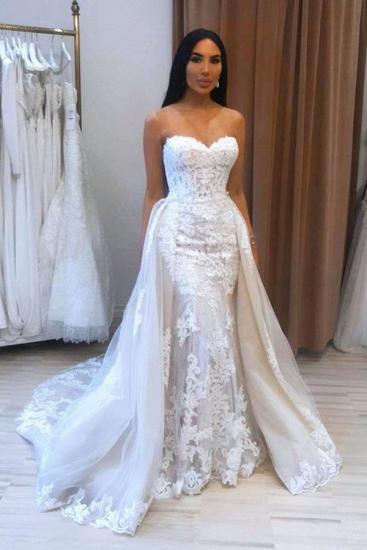 Stunning Sweetheart Sleeveless Mermaid Bridal Dress with Detachable Tulle Train_1