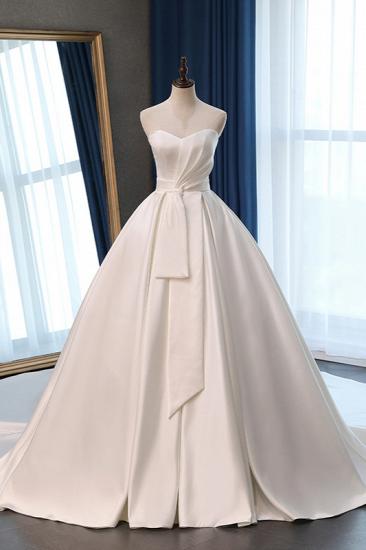 TsClothzone Elegant Sweetheart White Satin Wedding Dress A-line Ruffles Bridal Gowns On Sale