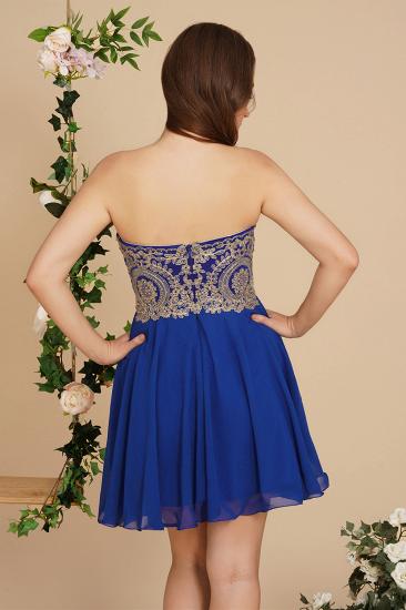 Royal blue Sweetheart Gold Appliques Homecoming Dress_2