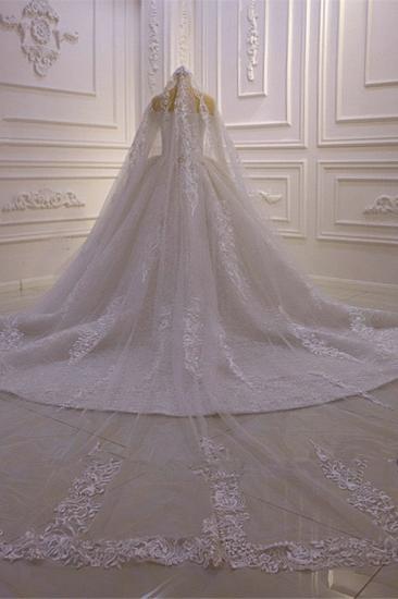 Luxury Ball Gown Long Sleeves 3D Lace Sweetheart Long Wedding Dresses_5