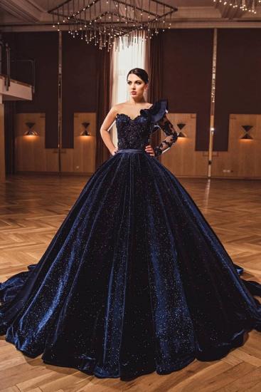 Gorgeous One Long Sleeves Dark Purple A-line Ball Gowns