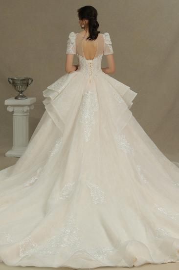 Charming Short Sleeve Garden Bridal Gown Sweetheart Wedding Dress Sweep Train_7