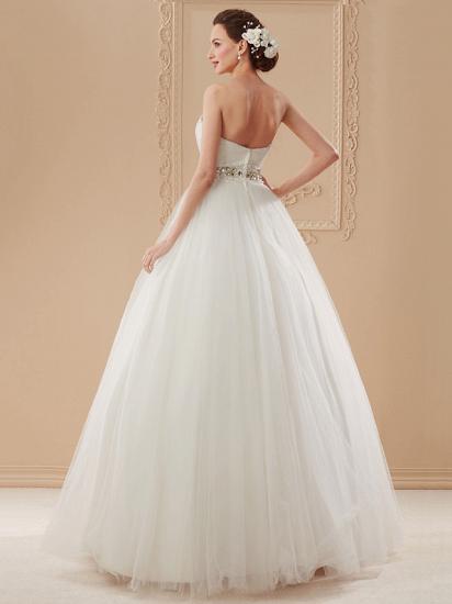 Gorgeous Ball Gown Wedding Dress Sweetheart Tulle Sleeveless Bridal Gowns Open Back On Sale_10