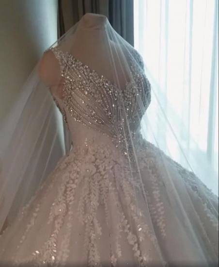 Sparkle V-neck Ball Gown Princess Bridal dresses for Wedding_5