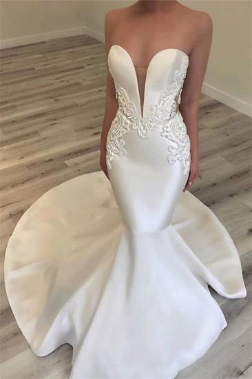 Strapless Appliques Wedding Dresses | Elegant Mermaid Open Back Dresses for Weddings_2