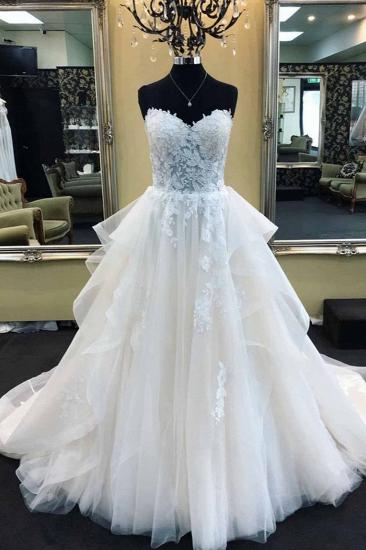 TsClothzone Elegantes, herzförmiges, langes Brautkleid mit Spitzenapplikationen online