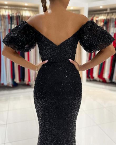 Black Sleeve Long Sequin Evening Dress | Cheap Prom Dresses_4
