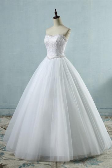 TsClothzone Affordable Strapless Tulle Lace Wedding Dresses Sweetheart Sleeveless Bridal Gowns with Pearls Online_5
