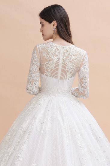 Glamorous Long Sleeve Beads White/Ivory Lace Appliques Wedding Dress_2