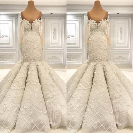 Beautiful Ivory Mermaid Sweetheart Lace Bridal Gowns for Wedding_2
