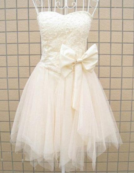 Tulle Lovely Bridesmaid Dress 2022 with Bowknot Strapless Appliques Party Dress_2