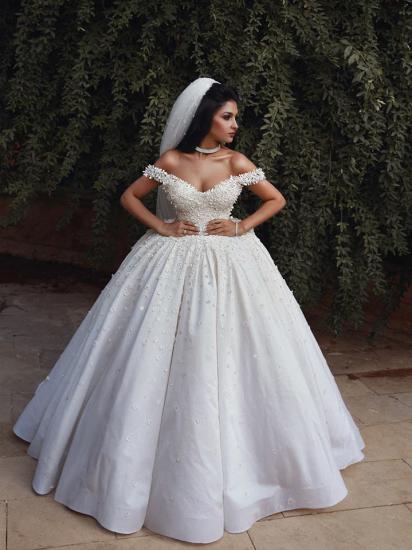 Schulterfrei Perlen Applikationen Brautkleider 2022 | Prinzessin Sexy Ballkleid Royal Wedding Dress Günstige_4