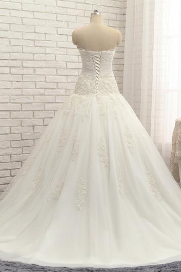 TsClothzone Glamorous Strapless Tulle Lace Wedding Dress Sweetheart Sleeveless Bridal Gowns with Appliques On Sale_3