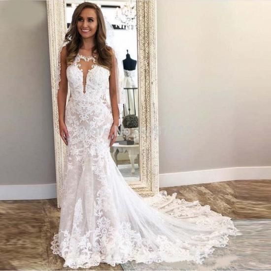 Sexy Sleeveless Column Lace Wedding Dress Online_3