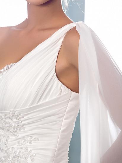 Einfaches Etui-Hochzeitskleid, eine Schulter, Chiffon-Träger, Land, Vintage-Brautkleider, Sweep-Zug_9