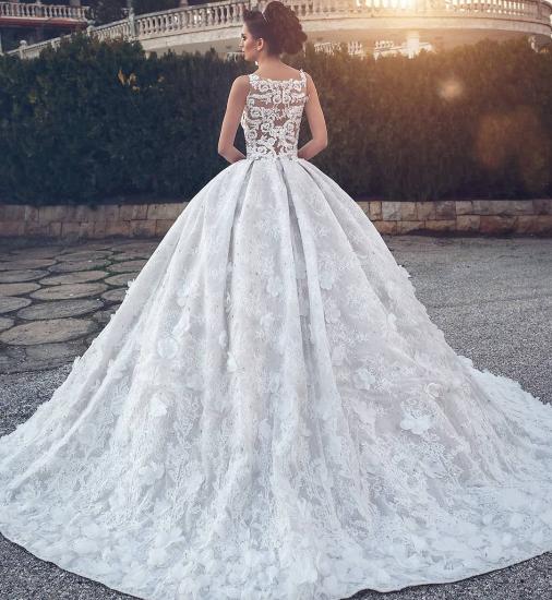 Lace Appliques Sexy Sleeveless Wedding Dresses | Princess Ball Gown V-neck Cheap Bridal Gowns_4