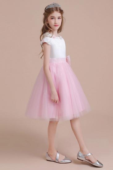 Pretty Length Flower Girl Dress | Cap Sleeve Tulle Knee Little Girls Pegeant Dress Online_6