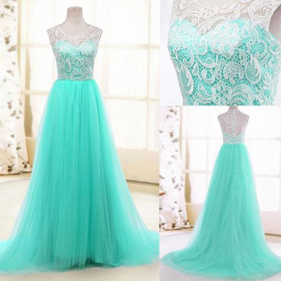 Lace Sweep Train Lovely Long Prom Gowns with Full Mesh 2022 Evening Dresses_2