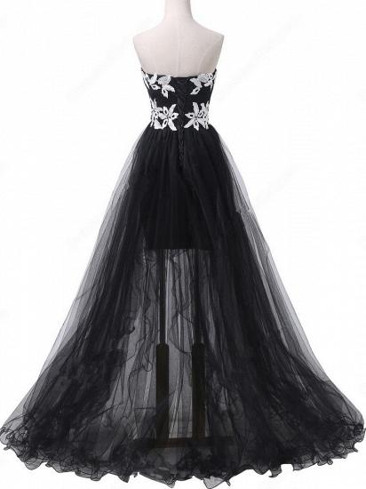 New Arrival A-Line Sweetheart Evening Gowns Black Lace Applique Party Dresses_3