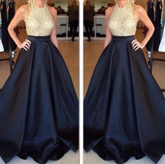 New Arrival Halter Beading Prom Dress Latest A-Line Sweep Train Formal Occasion Dress_3