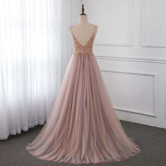 Sweetheart Crystal Prom Dresses Straps Spaghetti Tulle Evening Gown Split Side_7