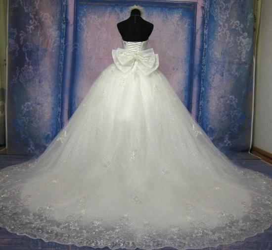 Stunning Gorgeous Sweetheart Wedding Gowns Lace-Up Bowknot Panel Train 2022 Bridal Dresses_2