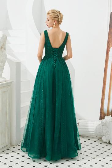 Harriet | Glänzendes Smaragdgrün Sexy Abendkleid mit V-Ausschnitt und Princess-Linie und tiefem Rücken und Falten_6
