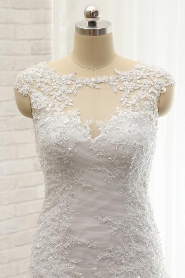 TsClothzone Modest Sleeveless Jewel Wedding Dresses With Appliques White Mermaid Bridal Gowns On Sale_5