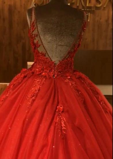 Red Straps Sleeveless Elegant Evening Dresses | 2022 Flowers Open Back Quinceanera Dresses with Beading_5