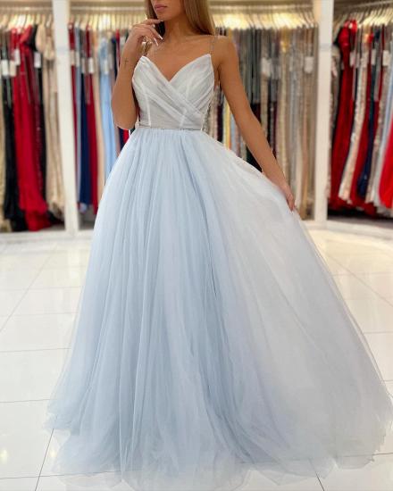 Light Blue Long Sling Simple Evening Dress | Long Prom Dresses Cheap_4