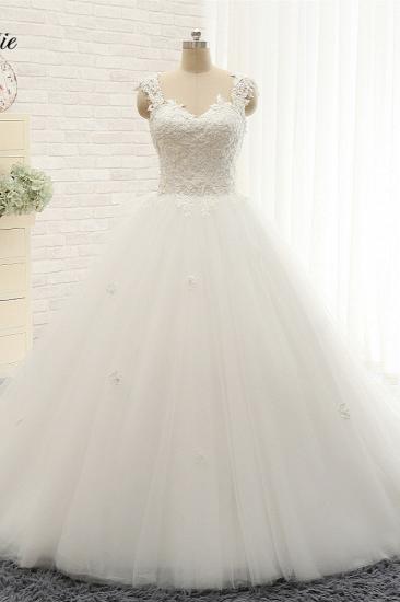 TsClothzone Chic Straps Sleeveless Tulle Wedding Dresses With Appliques White A-line Bridal Gowns Online_1