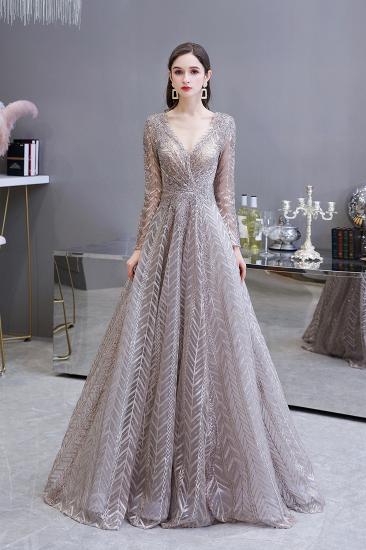 Bescheidene lange Ärmel V-Ausschnitt Günstige Princess Prom Kleid
