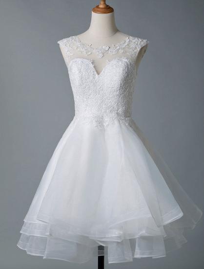 Gorgeous Jewel Sleeveless Lace Ruffles White Short Wedding Dresses_3