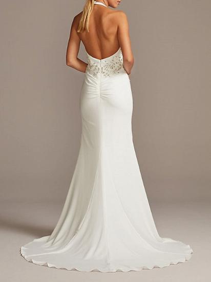 Country Plus Size Mermaid Wedding Dress Halter Neck Plunging Neck Sleeveless Bridal Gowns Sweep Train_2