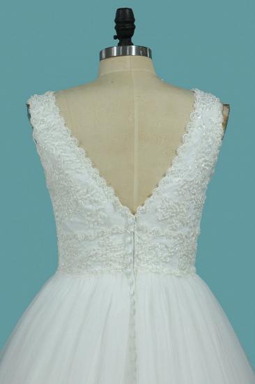 TsClothzone Gorgeous A-Line Tulle Wedding Dress Sleeveless Lace Pearls Bridal Gowns On Sale_5